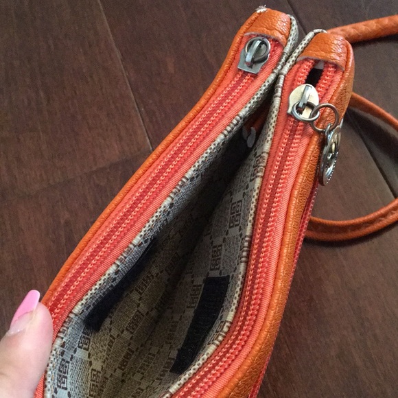 Guancun orange & brown patterned cross-body purse - Picture 4 of 4